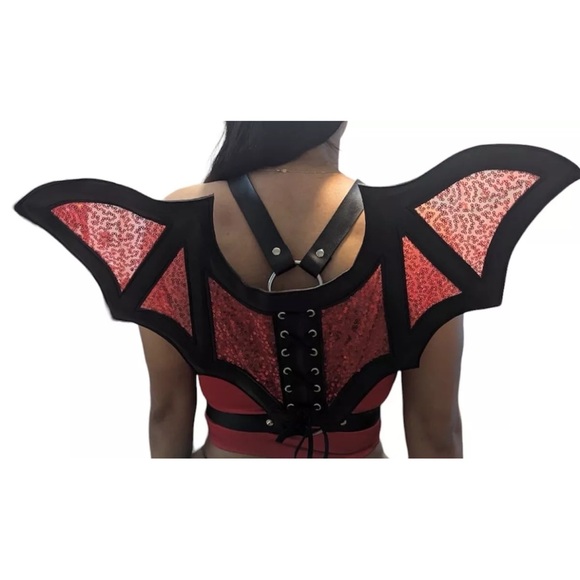 DAISY CORSETS WOMEN RED WINGS BODY HARNESS Halloween Costume - Picture 3 of 5